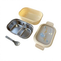 Boîte à lunch isotherme en acier inoxydable pour étudiants et employés de bureau, boîte bento portable à double compartiment, capacité 1-3L, Instagram