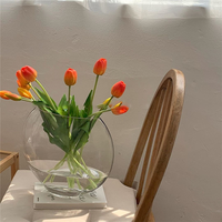 Boule lumineuse à fleur en verre Transparent, ornement de fleur hydroponique plate