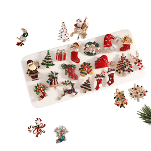 Wholesale New Christmas Decorations Fashion Metal Brooch <b>Pin</b> Featuring Snowman Santa Claus Boot Garland Digital Jewelry Gift - Product Image 4