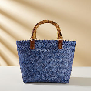 रंगीन समुद्र तट व्यवसाय बड़ी क्षमता बुना हुआ टोकरी बैग बांस के साथ बांस के साथ खुला गैर-सजावट हैंडबैग - Product Image 6