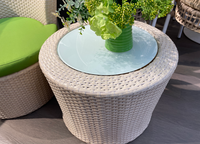 Ensemble de salon de jardin 3 pièces en PE tressé à la main, durable, pour balcon, style loisirs en plein air, avec table et 2 chaises