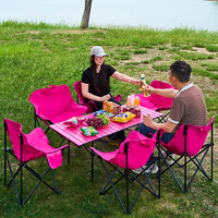Ensemble de table et chaises pliantes pour le camping en plein air, 6 pièces, chaise lune avec table pliante pour pique-nique, plage, randonnée