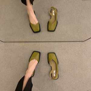 Women's Square Solid Color Sandals Summer New Model Fashionable French Korean Ultra-Feminine Flat Roman <b>Shoes</b> Waterproof - Product Image 1
