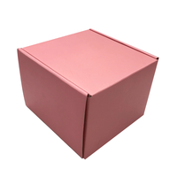 Boîte d'expédition pour bougie en carton ondulé rose, écologique, recyclable, haut de gamme, à plat, pour emballage cadeau de maquillage parfumé