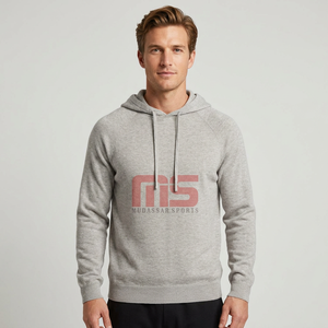 Sudadera con Capucha Gris para Hombre Mudassar Sports, Corte Regular, Tejido de Algodón, Informal, para Otoño, con Logotipo Estampado en la Parte Delantera - Product Image 1