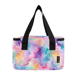Sac isotherme de pique-nique personnalisé en nylon à motif aquarelle coloré avec fermeture éclair pour le déjeuner - Product Image 3