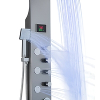 Colonne de douche thermostatique murale en acier inoxydable avec panneau de douche pluie et cascade, ensemble de robinetterie de salle de bain