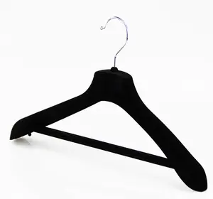 Hanger Velvet Classic Black Velvet Plastic Hanger With Crossbar