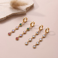 Prism Spectrum Round CZ Boucles d'oreilles pendantes en acier inoxydable léger hypoallergénique CZ Drop