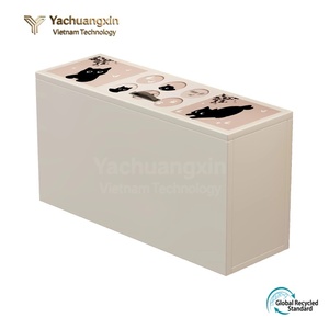 Boîte de rangement en plastique avec motif chat, couvercle, rectangulaire, capacité moyenne, à poser au sol, organisateur minimaliste pour la maison - Product Image 4