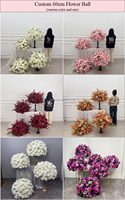Boule de fleurs artificielle en soie bordeaux de haute qualité, 50 cm, pour centres de table de mariage et décorations de table