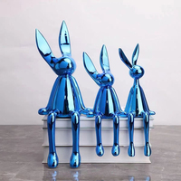 Statue de lapin en résine plaquée or, fabriquée à la main, style nordique européen, décoration de bureau, cadeau d'intérieur, art abstrait