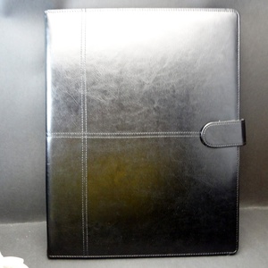 Tùy chỉnh màu đen PU da danh mục đầu tư với máy tính A4 Faux Da tài liệu chủ clipboard với từ Snap & bút vòng lặp - Product Image 3