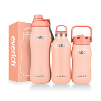 Bouteille isotherme à double paroi en acier inoxydable de 1 L, design gourde, sans BPA, avec bouche large, pour boissons sportives, personnalisable, 14/16 oz, isolation sous vide, 12-24h