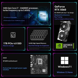 En stock, vente en gros, <span class=keywords><strong>PC</strong></span> de jeu <span class=keywords><strong>ASUS</strong></span>, Intel <span class=keywords><strong>I5</strong></span>-14600KF, RTX 5060, 16 Go de RAM, 1 To de SSD, ordinateur de bureau pour le jeu et la conception - Product Image 3