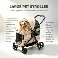 Poussette Métallique Transfrontalière Best-seller pour Animaux de Compagnie (Chiens et Chats de Taille Moyenne/Grande) – Utilisation Extérieure, Pliage en un Clic, Poignée Réglable