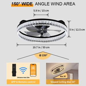 พัดลมไฟ LED คุณภาพสูง ทนทาน ปรับความเร็วได้ 6 ระดับ ปรับความสว่างได้แบบไร้ขั้นตอน ควบคุมผ่านแอพและรีโมท ปรับทิศทางการไหลของลมได้ ประหยัดพลังงานด้วยมอเตอร์ BLDC สำหรับใช้ในบ้าน - Product Image 4