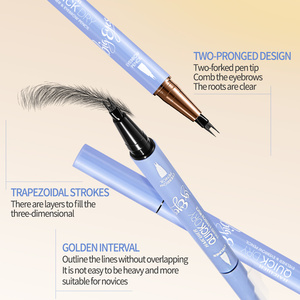 Waterproof Long-Lasting 2-Color 2-Fork Eyebrow & Eyeliner Pencil Powder 3D Non-Smudge for Beginners - Product Image 3