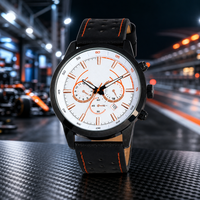Montre à quartz pour homme, boîtier en acier inoxydable, bracelet en cuir véritable, montre-bracelet décontractée pour homme