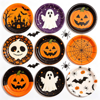 Assiettes en papier d'Halloween en gros, vaisselle jetable pour fêtes effrayantes