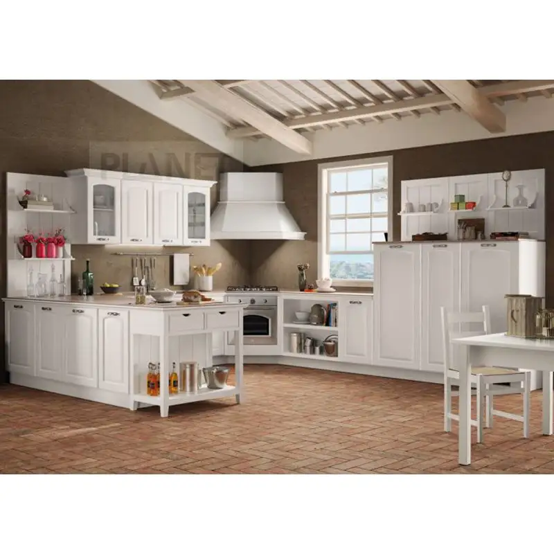 Padrões madeira maciça Shaker branco armários cozinha modular