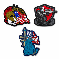 Patchs PVC personnalisés Casque Spartan Crâne, en caoutchouc gaufré 3D, Drapeau Américain, Mèandre Grec, avec auto-agrippant doré, Patch de moral
