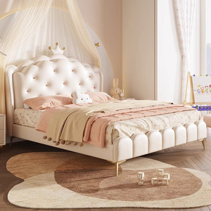 OEM Công Chúa Lưu trữ giường với underbed ngăn kéo vương miện đầu giường tùy chỉnh kích thước màu hồng trắng trẻ em đồ nội thất nhà sản xuất - Product Image 1