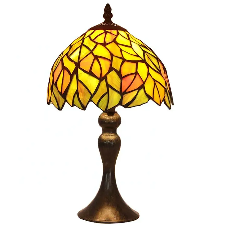 Longhuijing wisteria tiffany vidro manchado lâmpada de cabeceira arte mosaico retrô hotel mesa lâmpadas noturnas árabe lâmpada de mesa