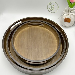 Ensemble de plateaux de service en bambou, plateau à thé rond en bois, plateau à fruits et à pain, style rétro, vaisselle de cuisine domestique, 3 tailles, design emboîtable - Product Image 5