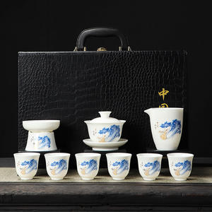 ชุดน้ำชาหยกที่มีไขมันเนื้อแกะภูเขาจากหมึกและล้างชุดน้ำชากังฟูชุดของขวัญสำหรับใช้ในครัวเรือนสามแบบฝาครอบชามของขวัญทางธุรกิจ - Product Image 5