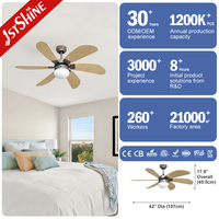 Ventilateur de plafond intelligent 1stshine avec télécommande, éclairage LED intégré, qualité supérieure, fiable et élégant, idéal pour la maison connectée (vente en gros)
