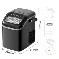 Machine à glaçons électrique compacte sans installation pour maison et hôtel, 16 glaçons, compatible eau en bouteille, auto-amorçante, en plastique, pour comptoir