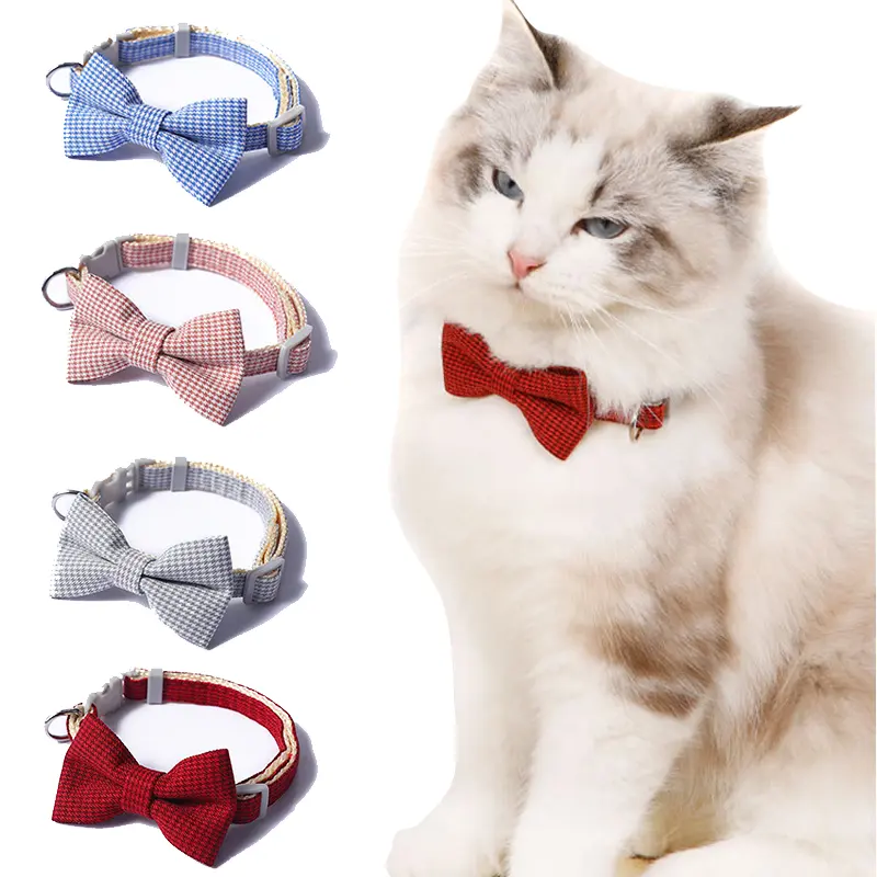 2023 Hot selling cute run outdoor cat collar with bowknot dog adjustable pet collar