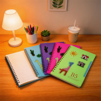 Carnet à spirale double en métal B5 Kawaii Cartoon, couverture en PP, 100 feuilles, bloc-notes ligné pour l'université, carnets à spirale lignés personnalisés
