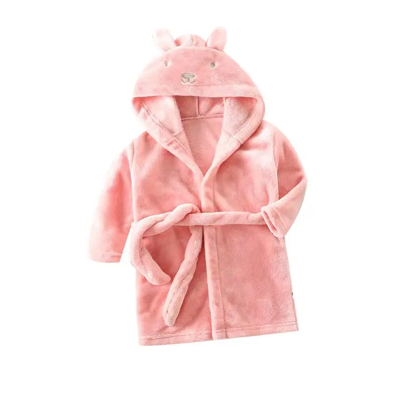 Luxury Kids coral fleece hotel flannel white fleece bathrobe for girls