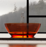 Baignoire Moderne Transparente Entièrement en Résine avec Fonction de Trempage pour Utilisation Intérieure à Domicile, dans les Hôtels et Villas - Design Autoportant