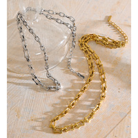 Collier ras du cou JINYOU 8072 minimaliste en acier inoxydable plaqué or PVD, chaîne à maillons géométriques uniques, collier à chaîne épaisse, bijoux