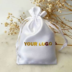 Pochette de rangement personnalisée pour extensions capillaires avec logo, sacs d'emballage pour perruques, sacs à cordon en satin de soie pour mèches de cheveux, idéal pour les cadeaux - Product Image 2