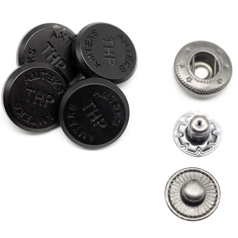 Custom Assorted Clothing Metal Snap Fasteners Engraved Brand Logo Press Stud Snap Button For Shirts