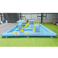 Château gonflable commercial blanc et vert avec toboggan, parc aquatique gonflable humide/sec