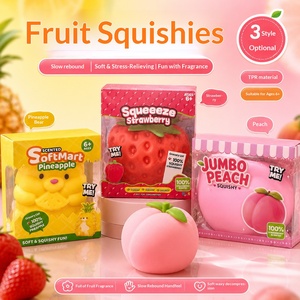 Jouet géant en TPR à presser en forme d'ananas, raisins, banane <span class=keywords><strong>et</strong></span> pêche, réaliste, à rebond lent, anti-stress, cadeau de vacances - Product Image 1