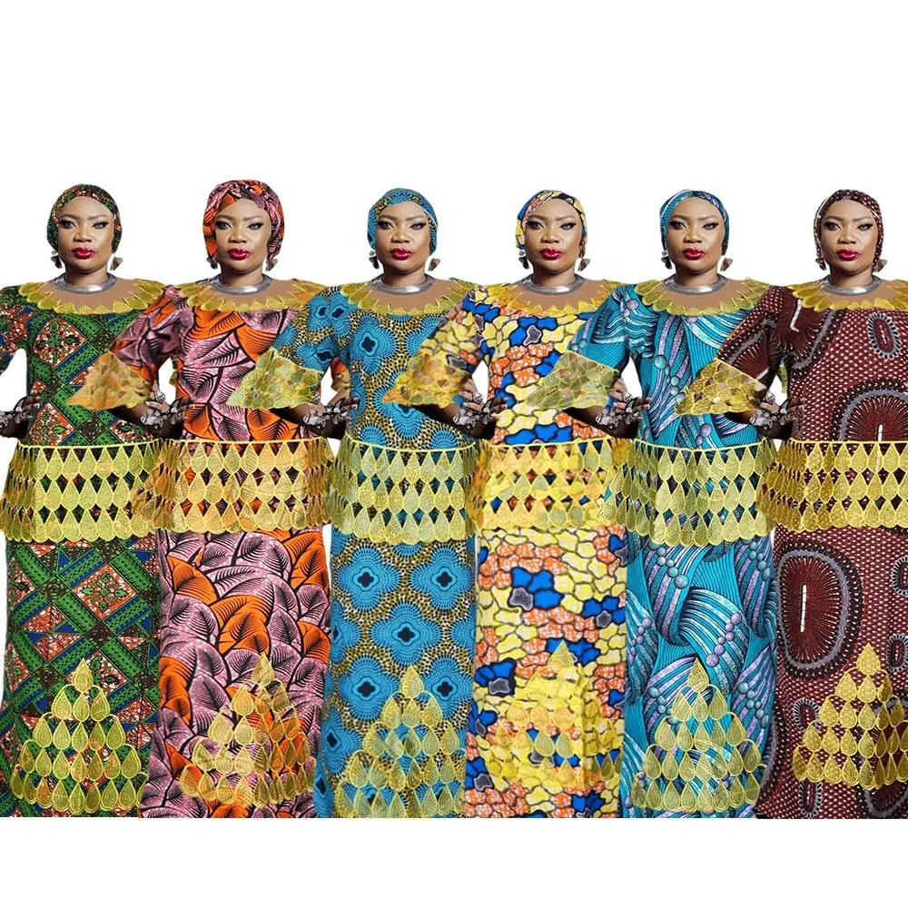 Conjunto de vestido tradicional africano de Ankara, conjuntos de ropa de 3 piezas, Top y falda con bufanda, ropa de algodón africano, servicio OEM K0197
