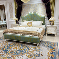 Ensemble de lit de style français, tissu européen, grand lit impérial, chambre à coucher luxueuse, lit sculpté néoclassique, lit double de 1,8 mètre