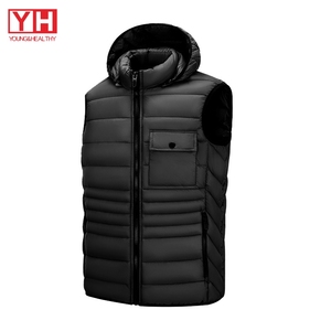 Vestes <span class=keywords><strong>Doudoune</strong></span> sans manches imperméables d'hiver avec fermeture éclair et poche avec logo personnalisé pour hommes <span class=keywords><strong>Doudoune</strong></span> sans manches avec capuche - Product Image 3