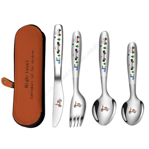 Juego de Cubiertos Infantiles de Acero Inoxidable 304 Syh1412 al por Mayor, Cuchillo, Tenedor y Cuchara con Diseño de Dibujos Animados, Fácil de Transportar - Product Image 1