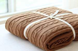 매직 그린 제로 결함 100% 면 다이아몬드 패치 워크 청키 패치 워크 스웨터 케이블 니트 청키 니트 패브릭 던지기 담요 - Product Image 4