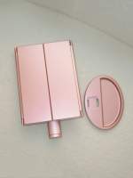 Miroir de maquillage LED pliable Winway à trois volets, gradation progressive, angle réglable, housse matelassée, chargement USB, miroir de vanité de table