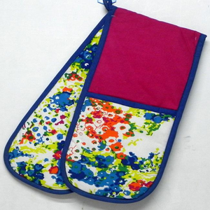 Custom Design Modern Double Oven Mitt Heat Resistant Kitchen Baking Glove <b>Long</b> Cotton Padded Pot Holder For Safe Cooking - Product Image 4
