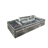 Congélateur commercial à îlot avec plateau en verre, grande capacité, vitrine horizontale pour supermarché, fruits de mer, viande, aliments surgelés