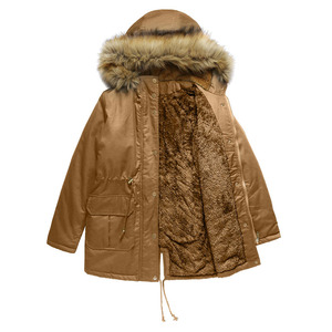 Veste d'hiver chaude pour femme RNSHANGER, nouvelle veste en coton doublée de polaire européenne avec col en fourrure à capuche, longue - Product Image 2